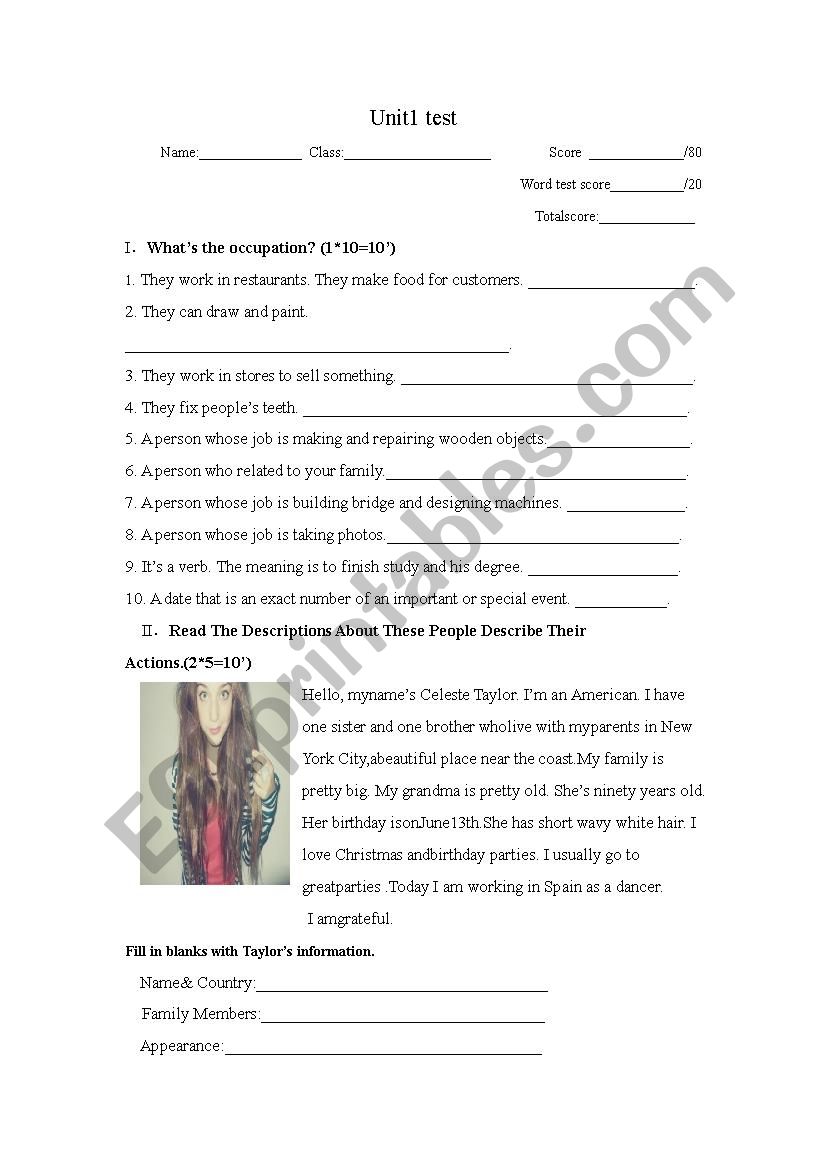 unit test of comparetive and occupations 