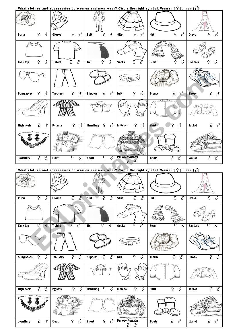 CLOTHES worksheet