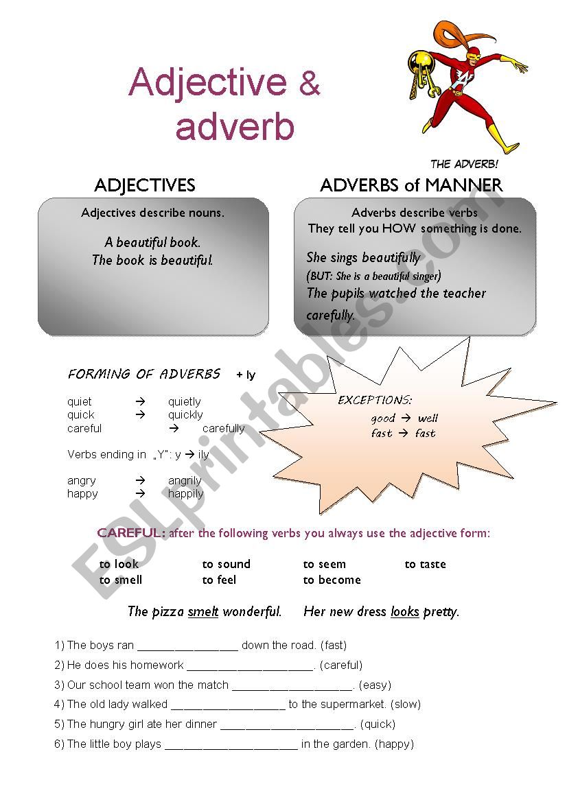 Adverb Adjective worksheet