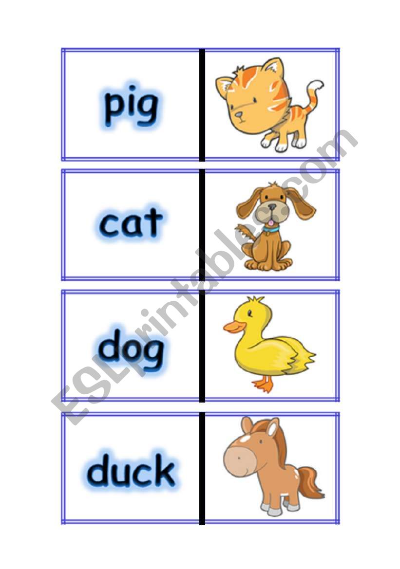 FARM ANIMALS DOMINOES PART 1 worksheet