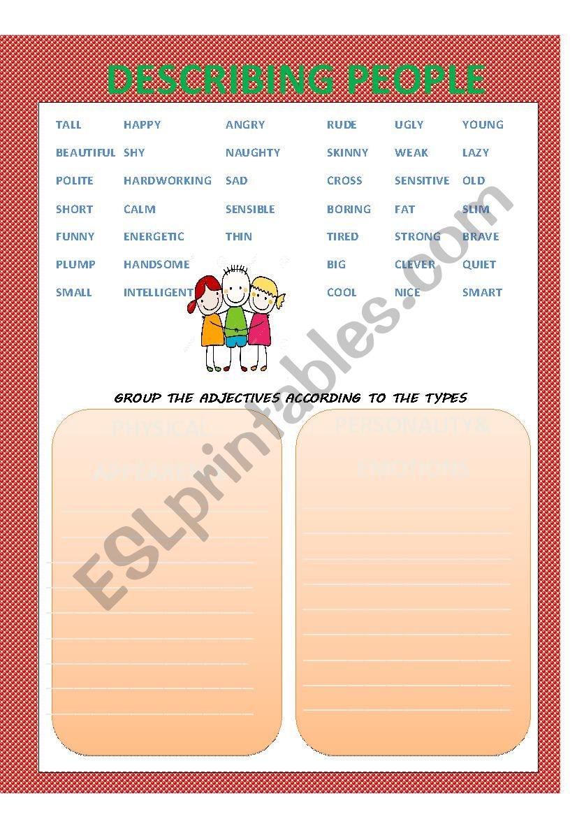 describing people worksheet