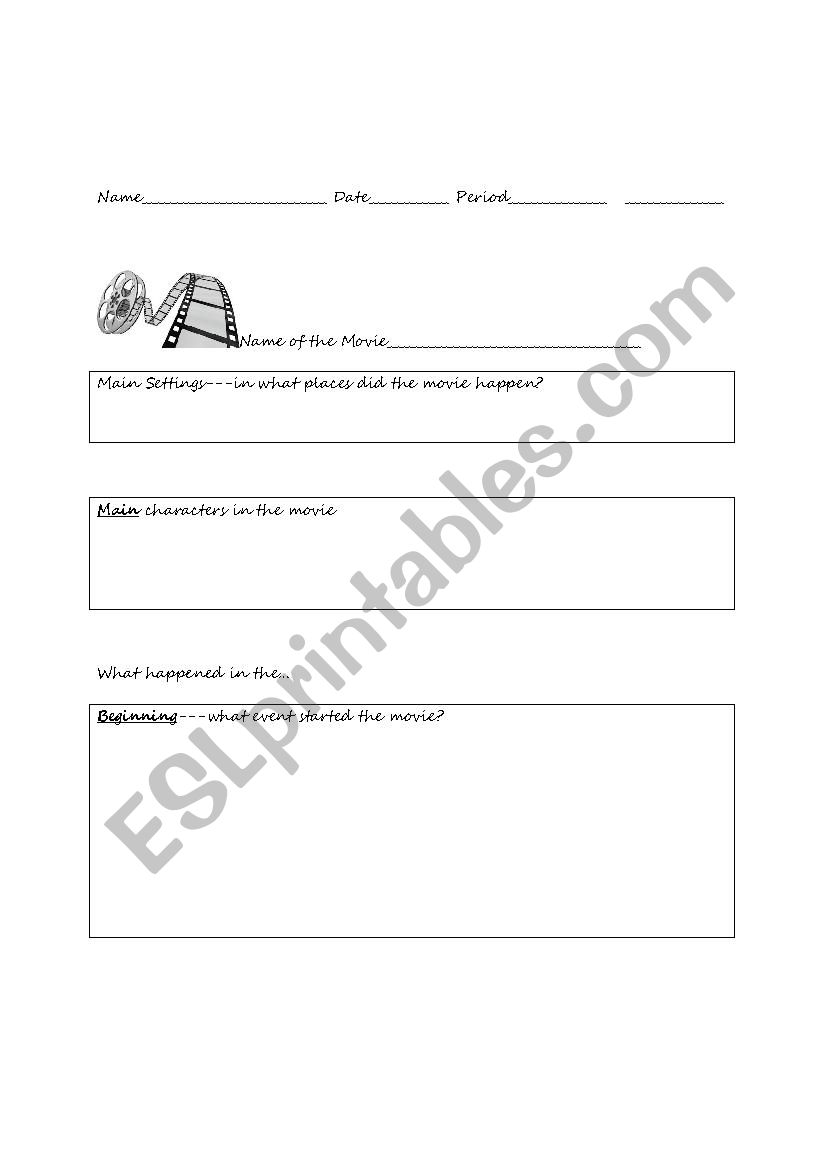 Movie Review Sheet worksheet
