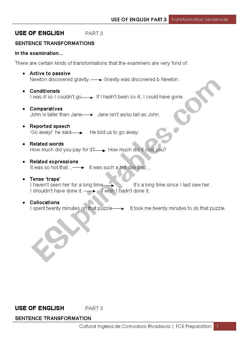 Key Word Transformation Sentences