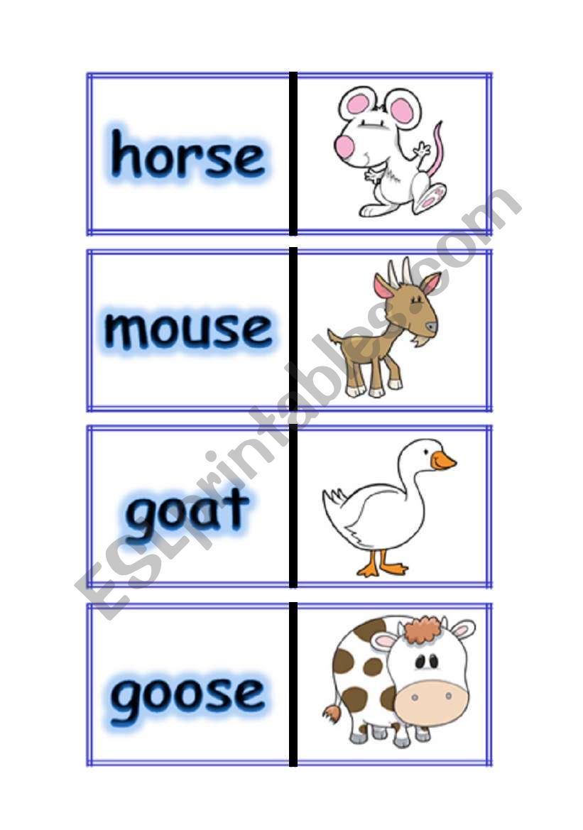 FARM ANIMALS DOMINOES PART 2 worksheet