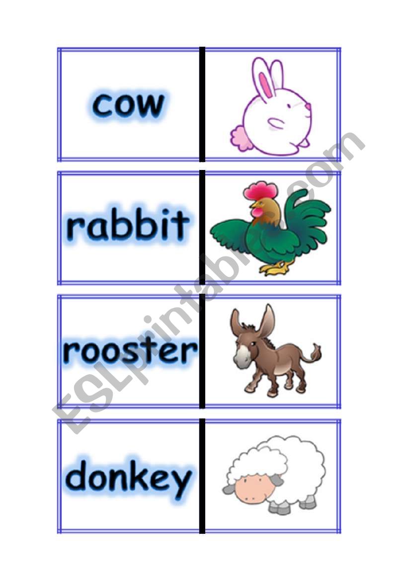 FARM ANIMALS DOMINOES PART 3 worksheet
