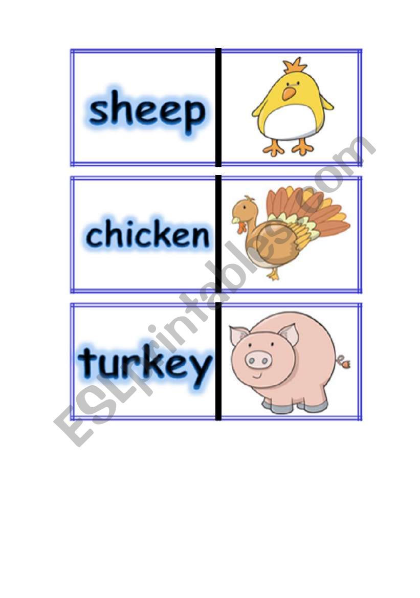 FARM ANIMALS DOMINOES PART 4 worksheet