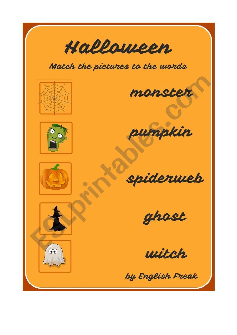 Halloween matching activity worksheet