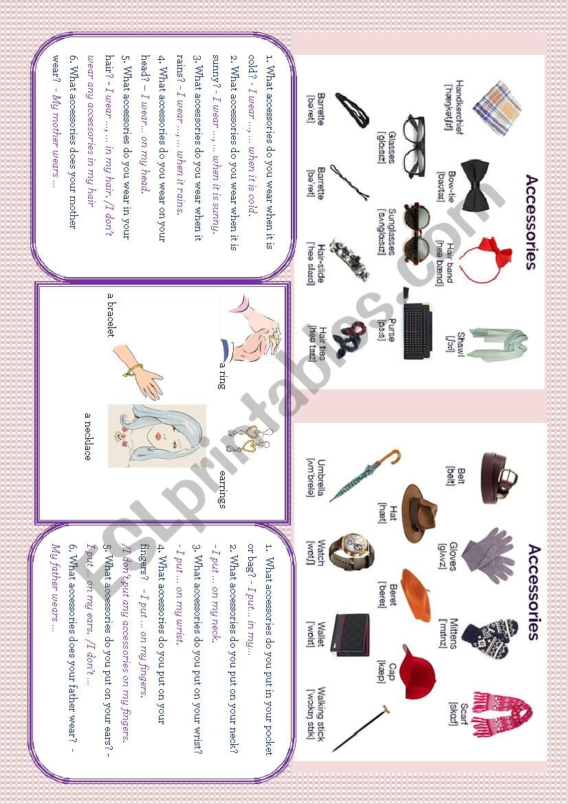 Accessories  worksheet