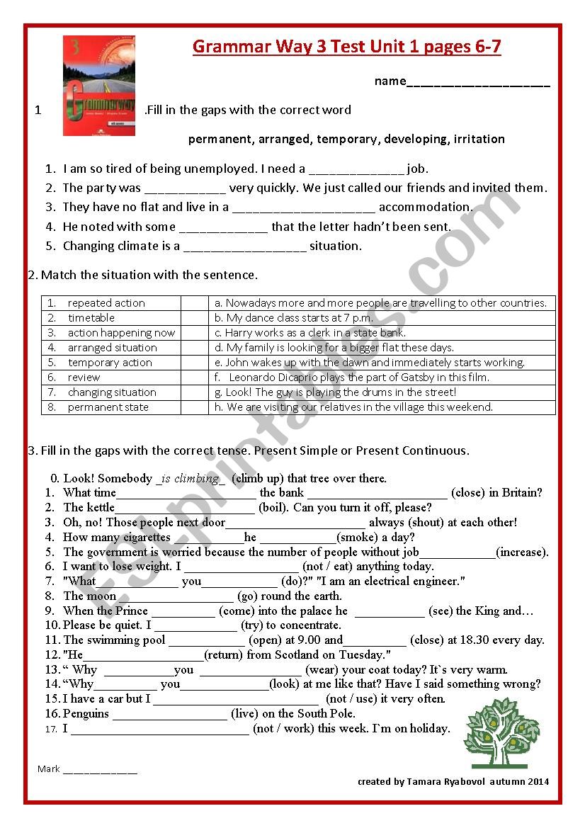 Grammar Test worksheet