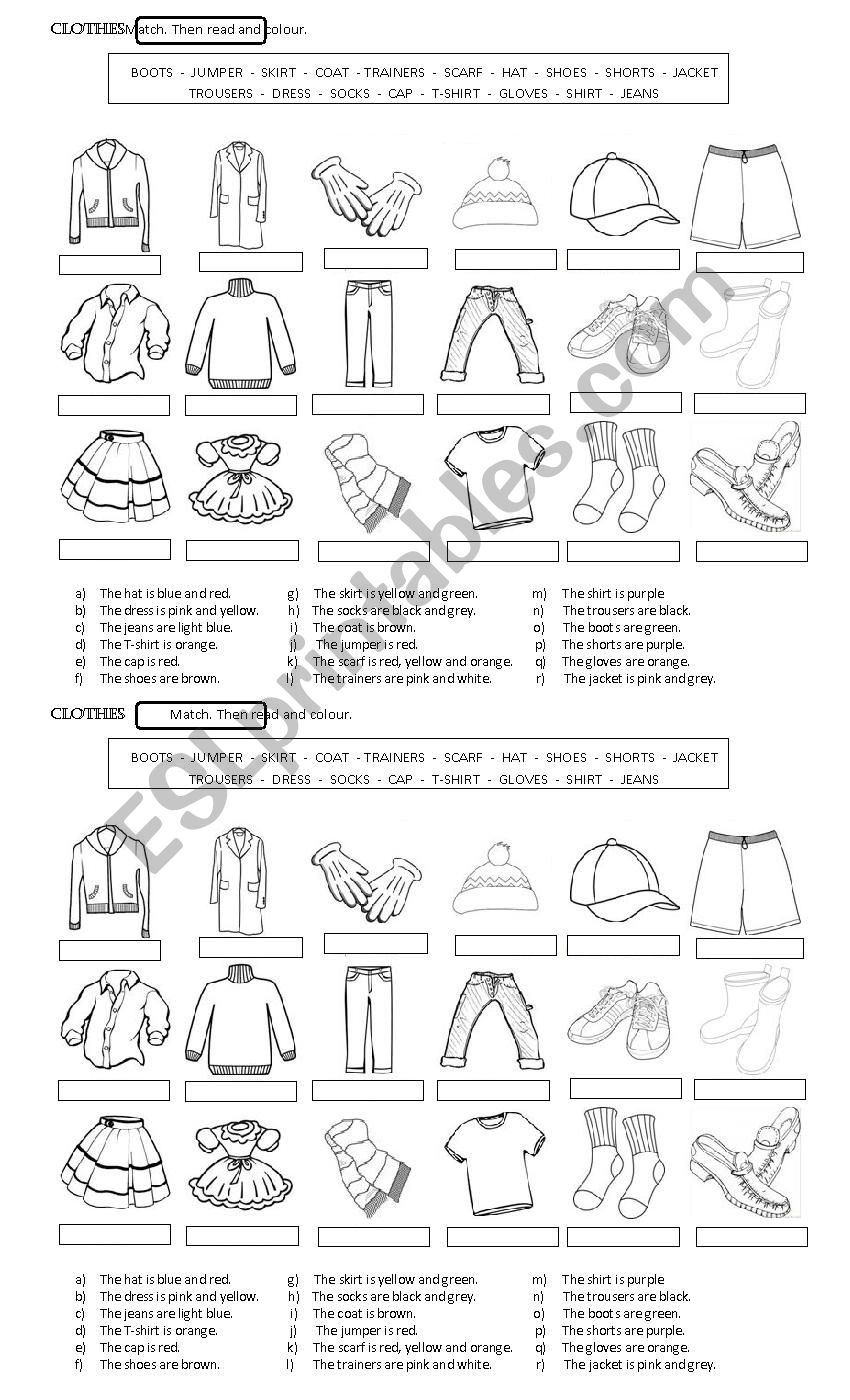 Clothes worksheet