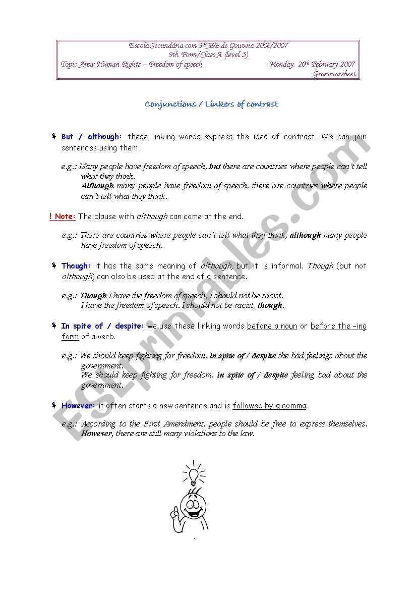 Conjunctions / Linkers of contrast