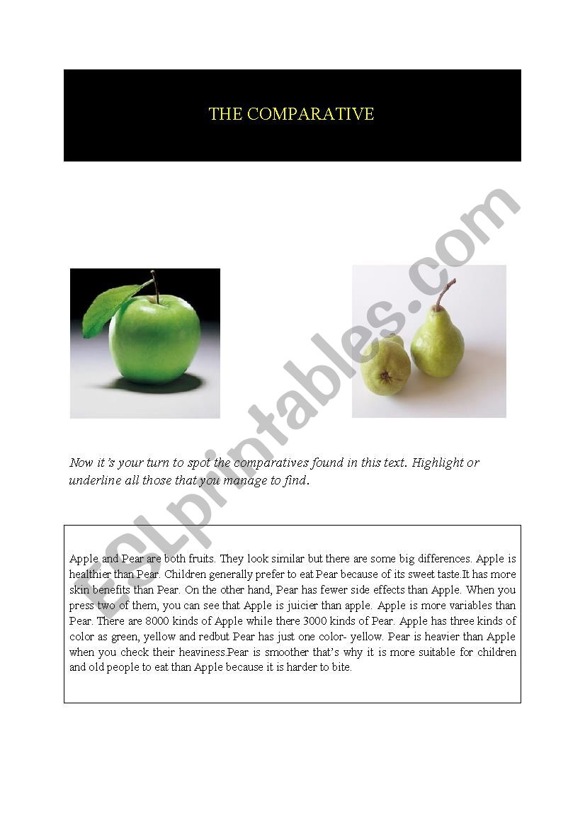 comparative worksheet