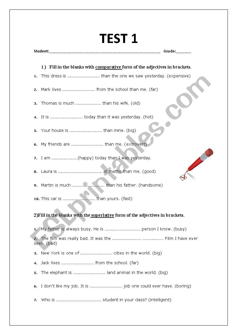 Test for kids and teens. worksheet