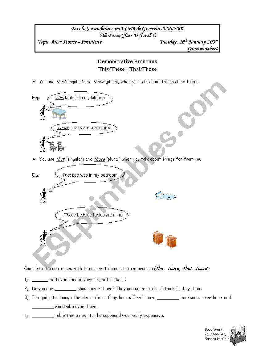 Demonstrative Pronouns worksheet