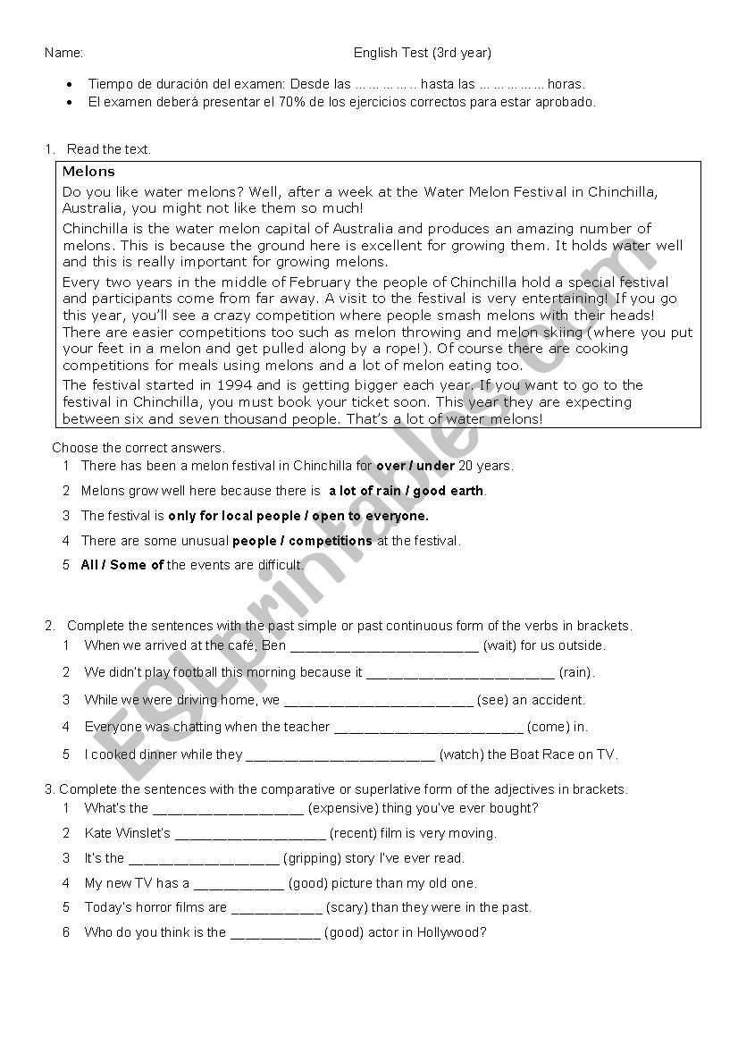 ENGLISH TEST  worksheet