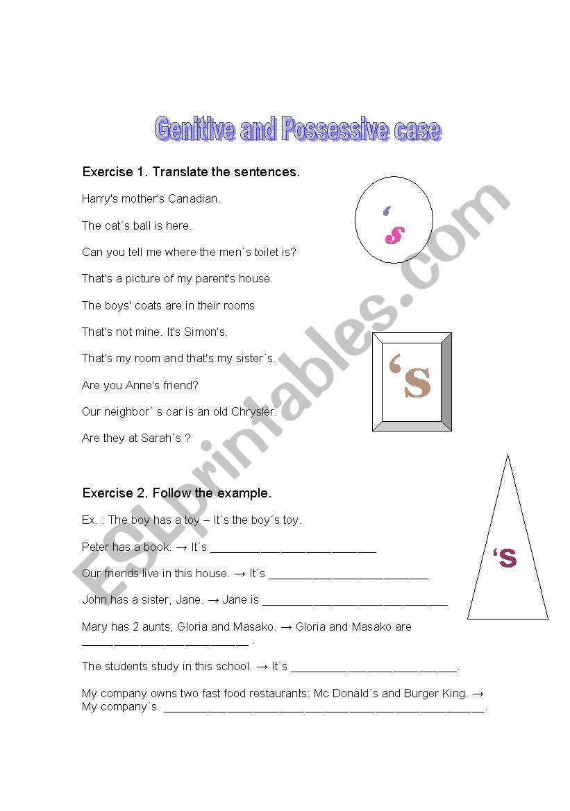 Genitive/Possessive Case worksheet