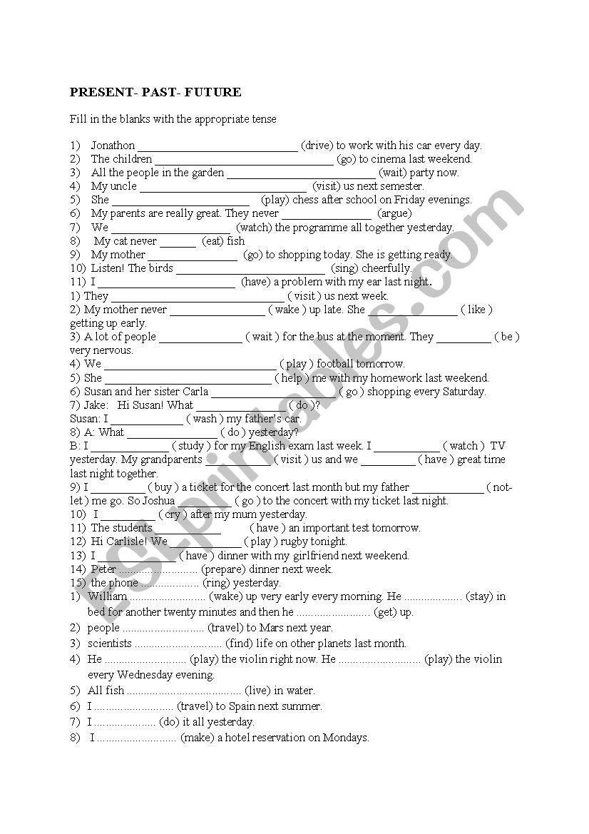 tenses and conditional worksheet