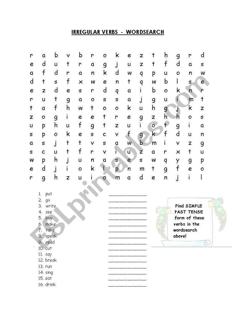 irregular verbs (past) worksheet