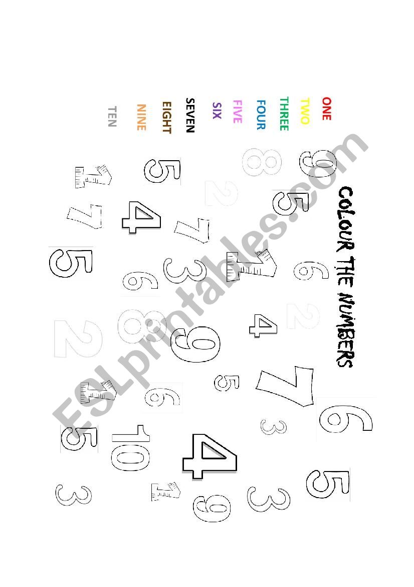 Colour the numbers worksheet