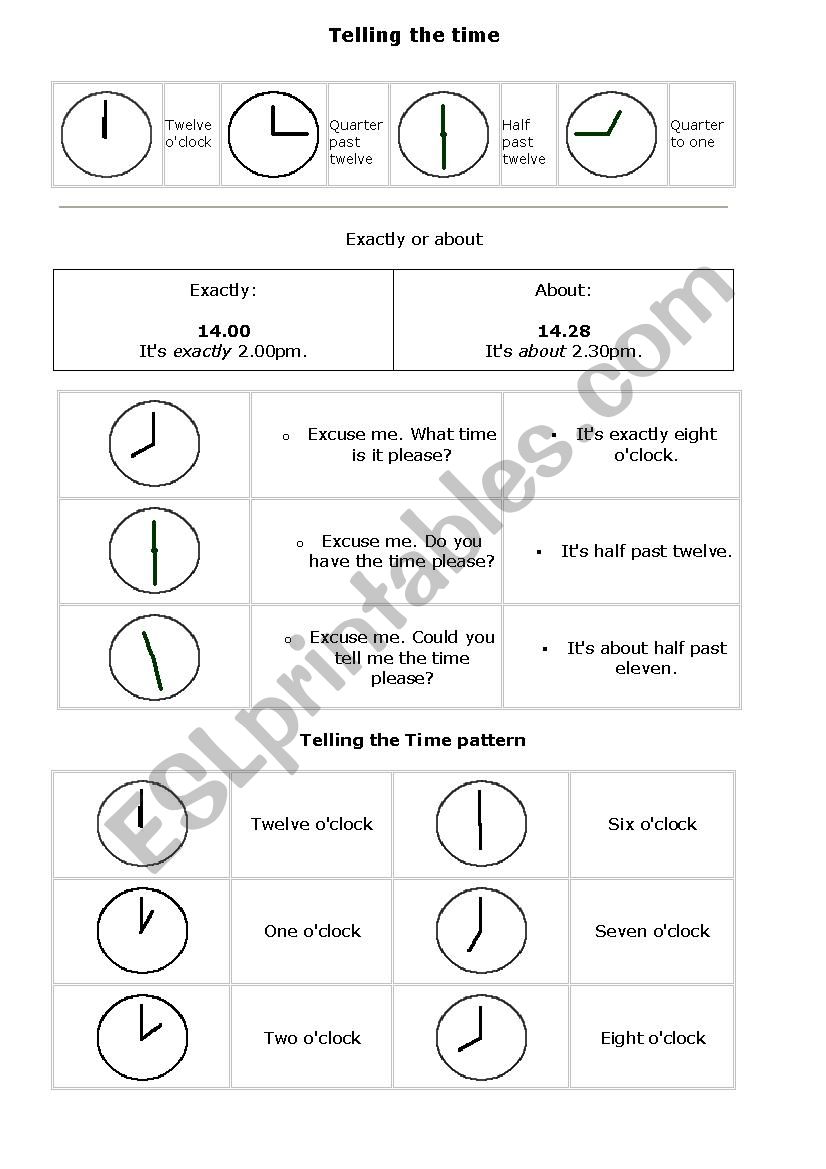 Telling the time worksheet