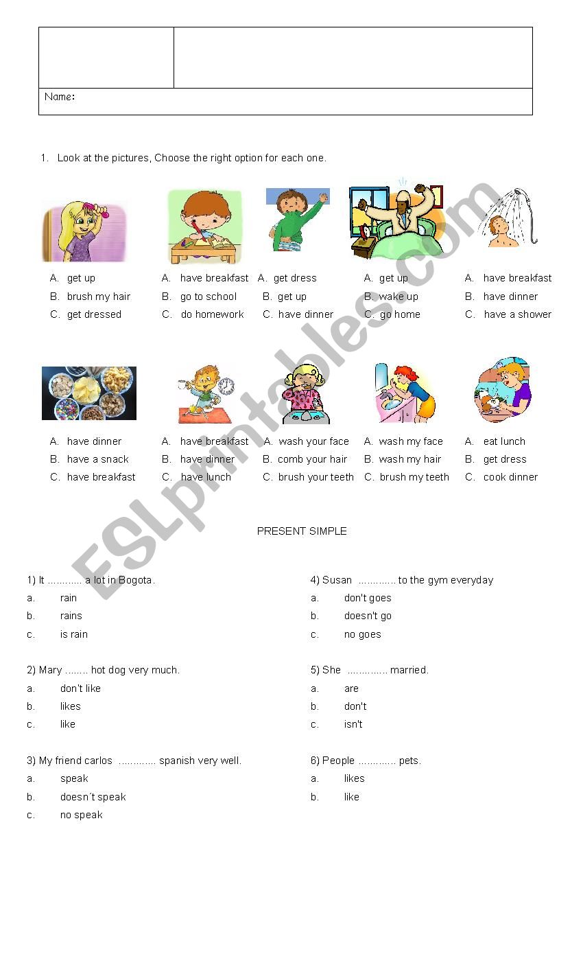 Simple present worksheet