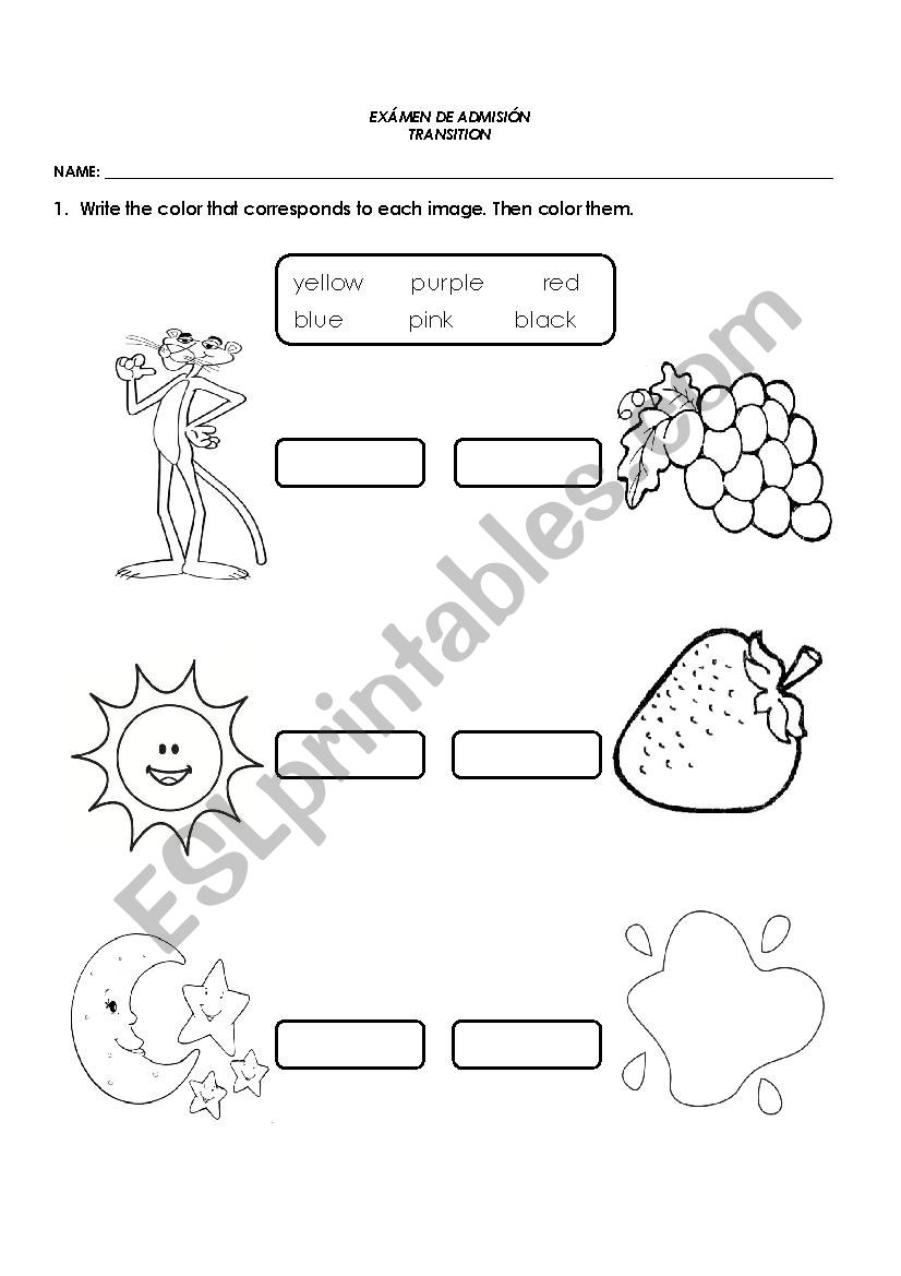 Colors and numbers worksheet