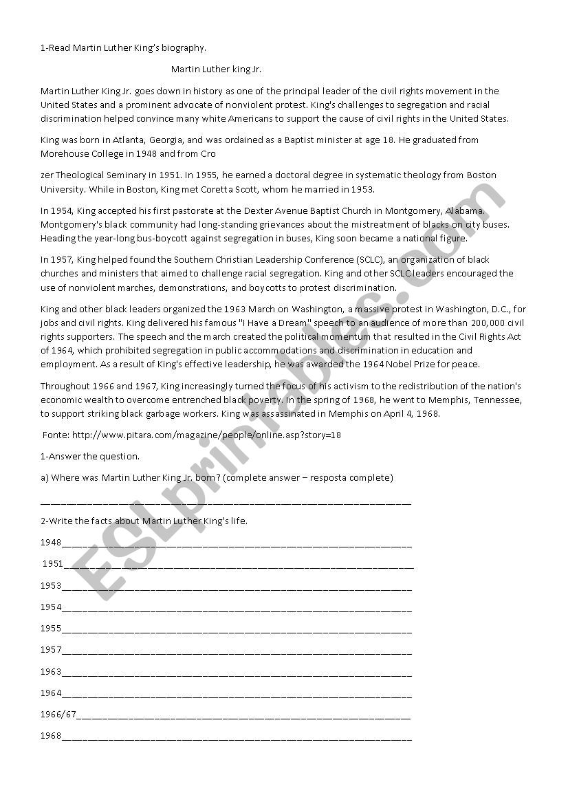 Autobiographies worksheet