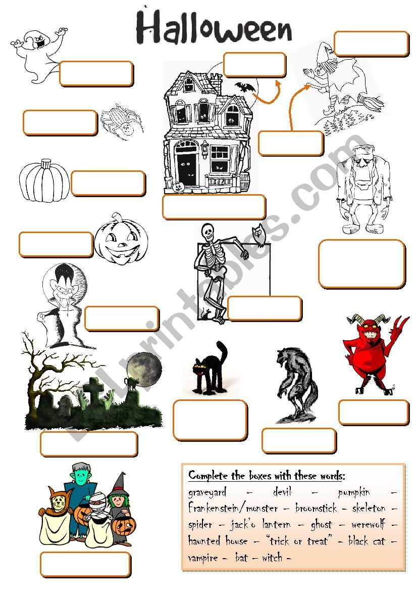 Halloween vocabulary worksheet