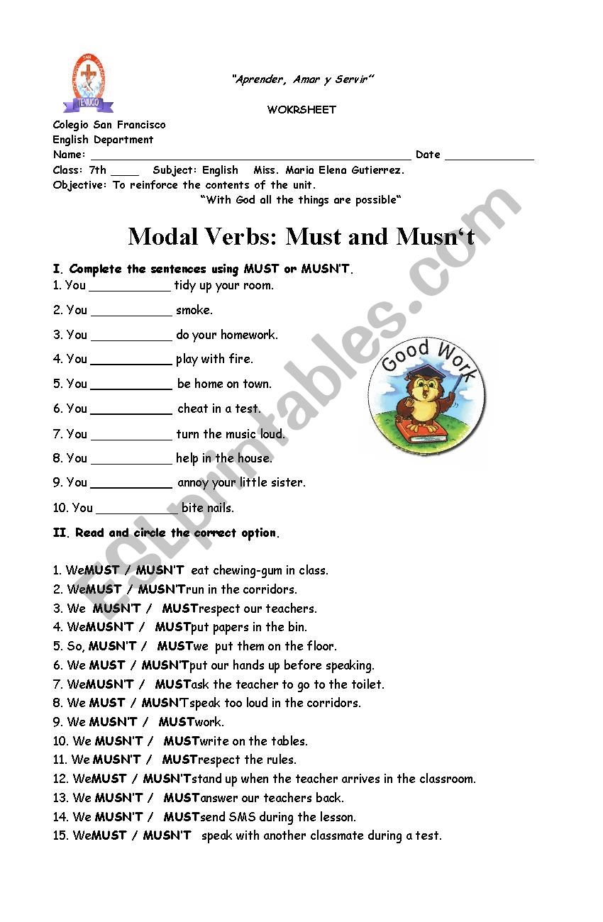 musnt worksheet