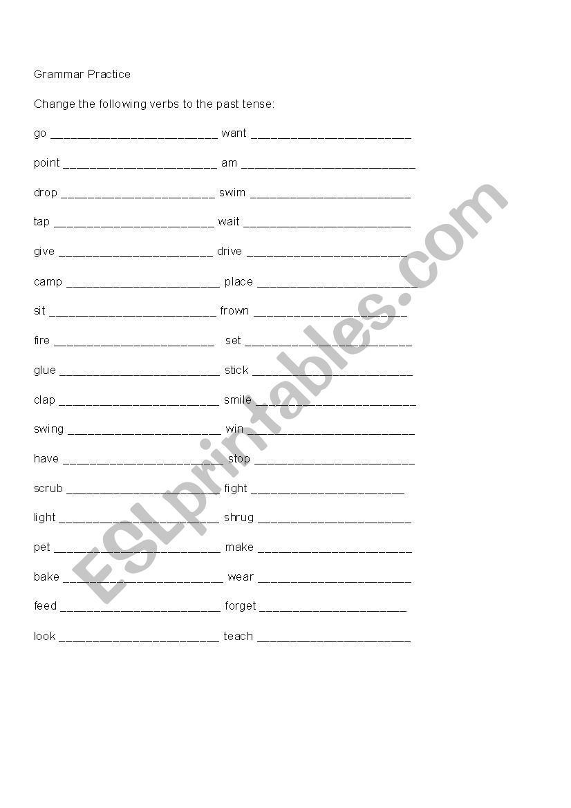 Simple Past Tense Verbs worksheet