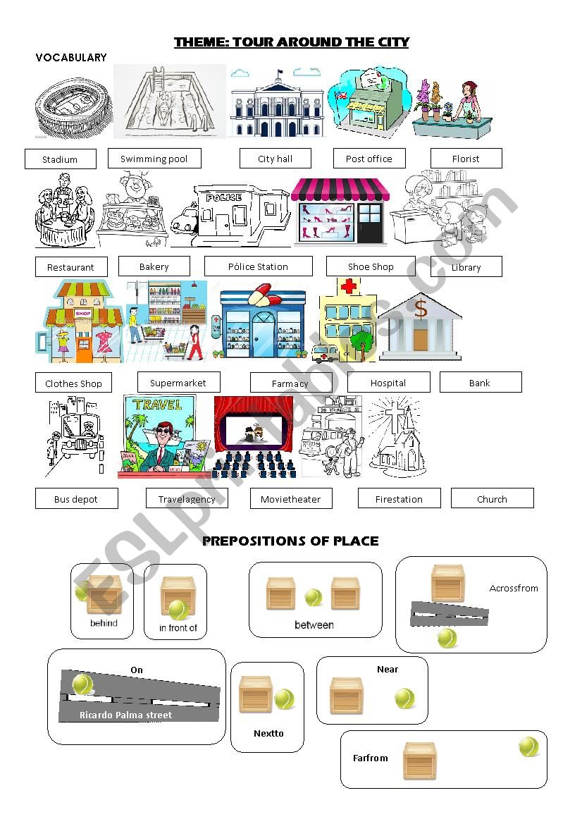 vocabulary about places around the city