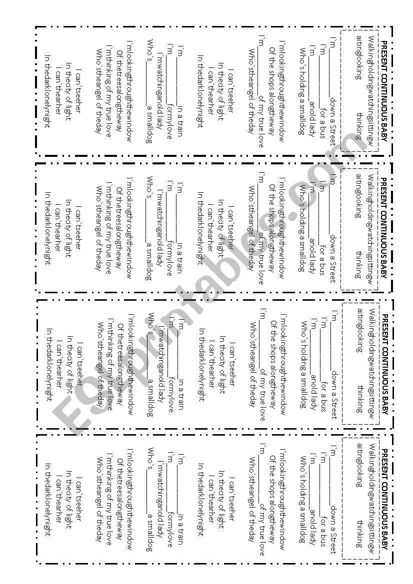 lyric to teach present continuous.