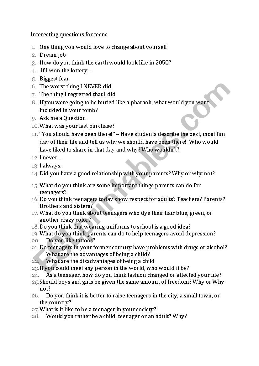interesting questions speaking