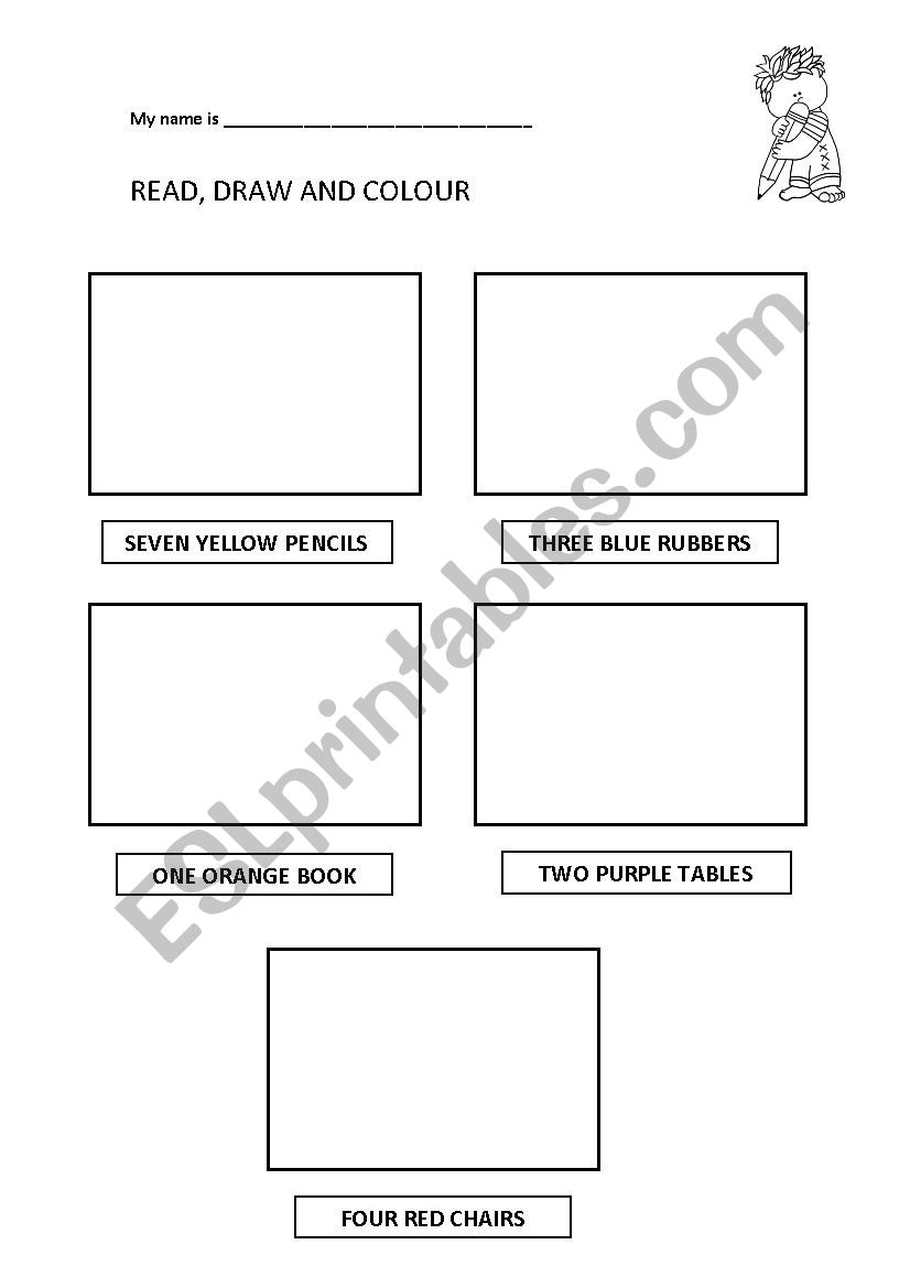 Read, draw and colour worksheet