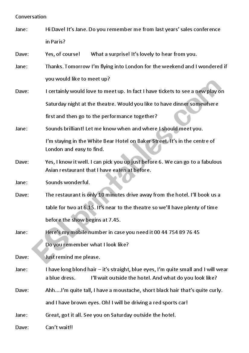 Conversation  Meeting People worksheet