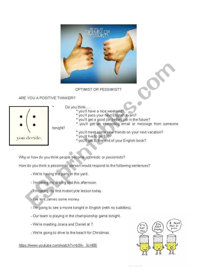 CONVERSATION - OPTMISTIC VS PESSIMIST