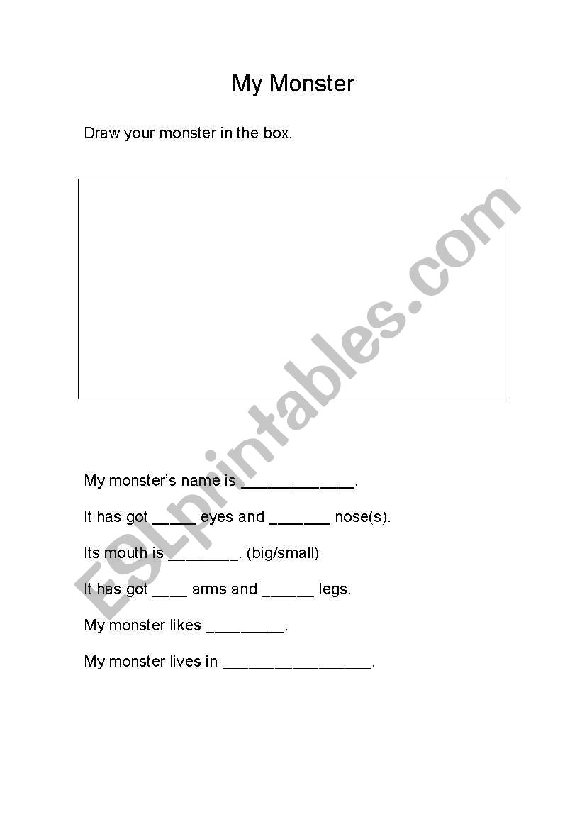 My Monster worksheet