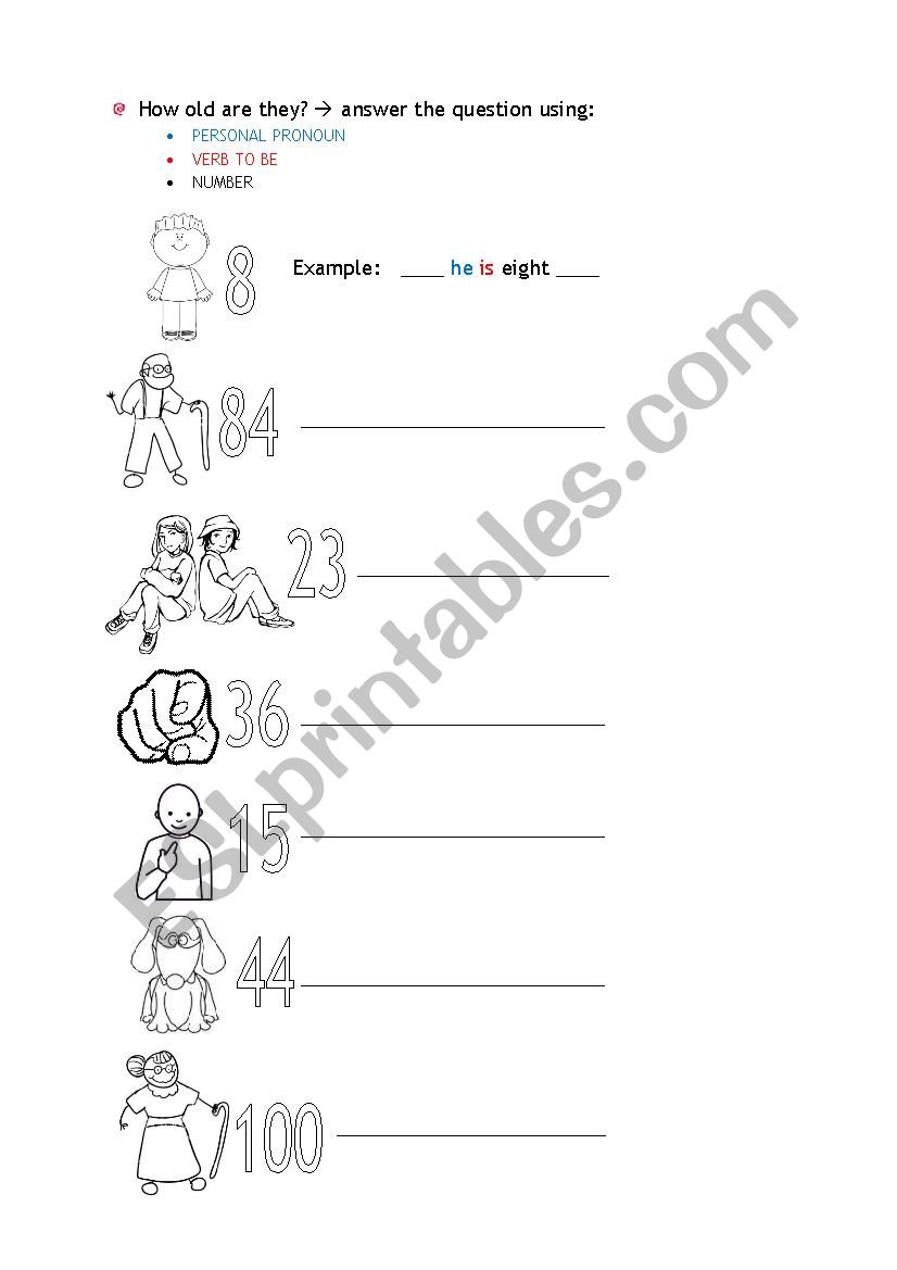 How old are they? worksheet