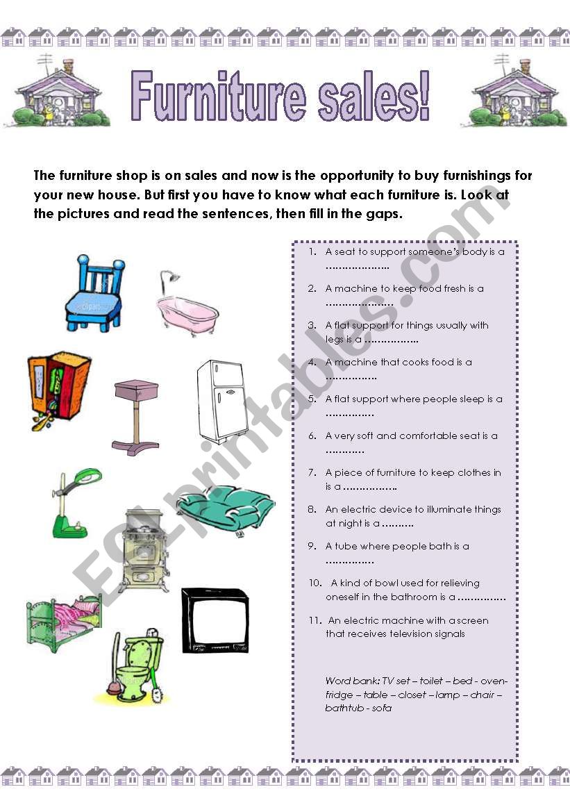 Furniture sales! worksheet