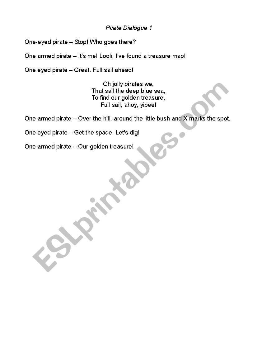 Pirate dialogue worksheet