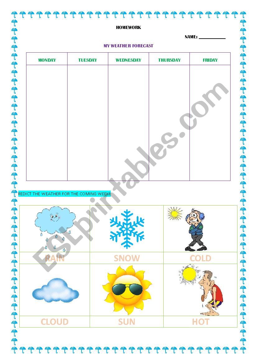  Weather forecast worksheet