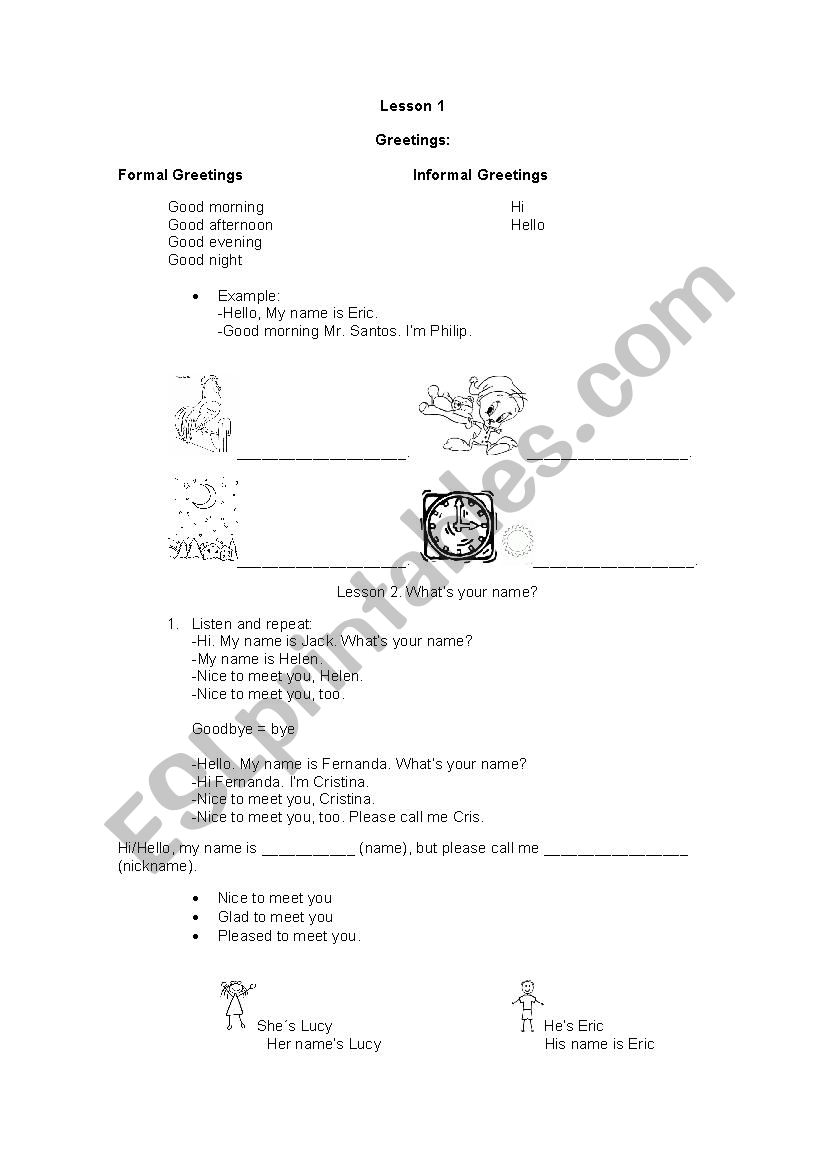 First class (basic) worksheet