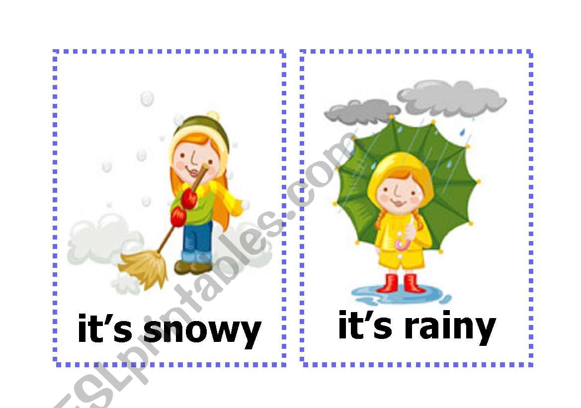 Seasons and Weather Flash Cards ( 8 cards in 4 pages )