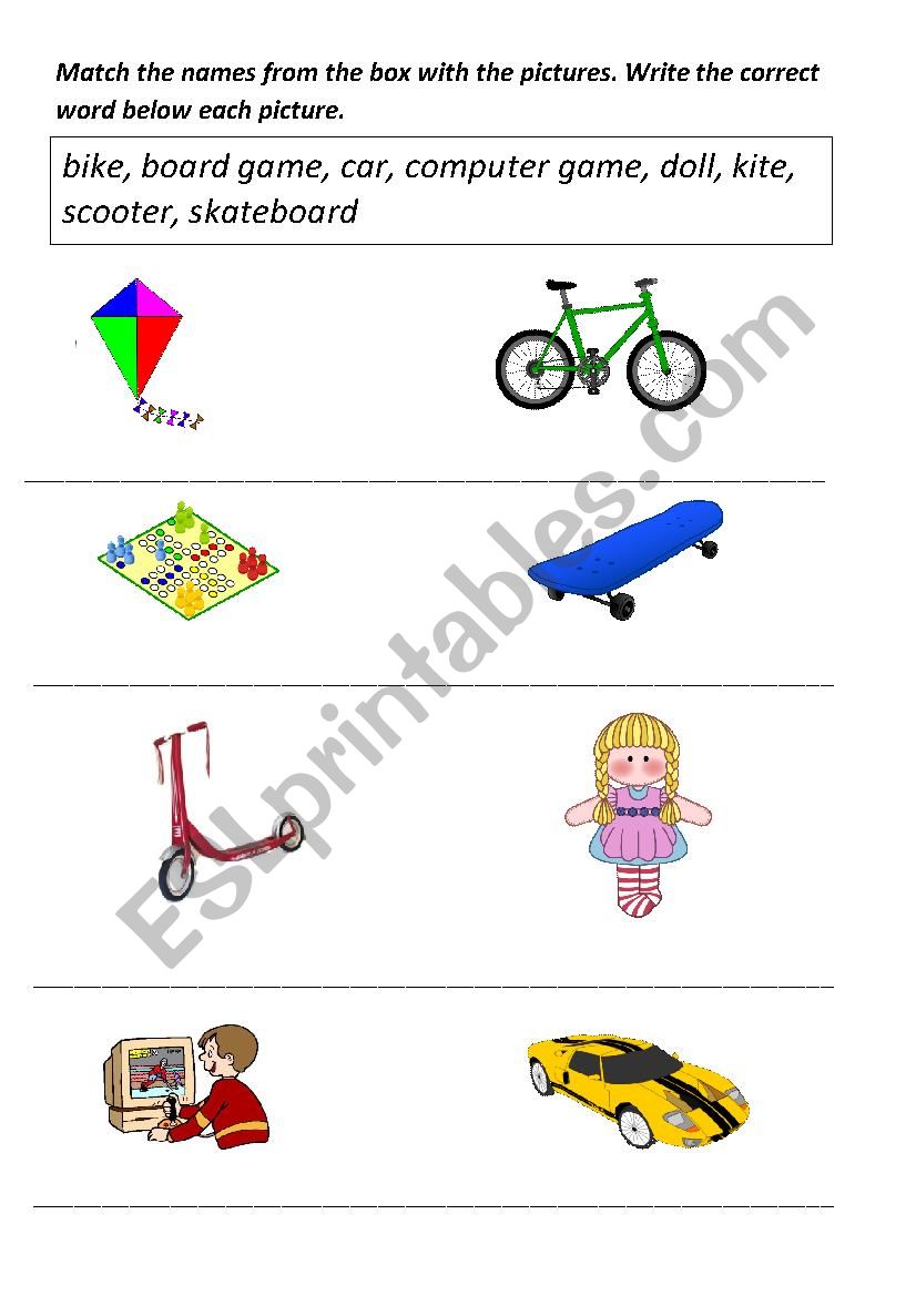 Toys worksheet