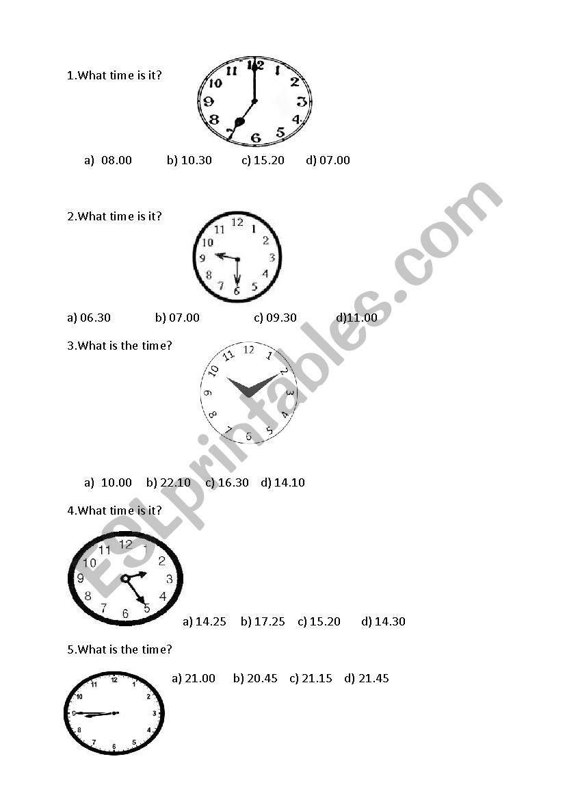 What time is it worksheet