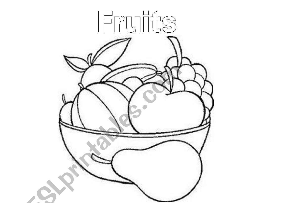 Coloring fruits worksheet