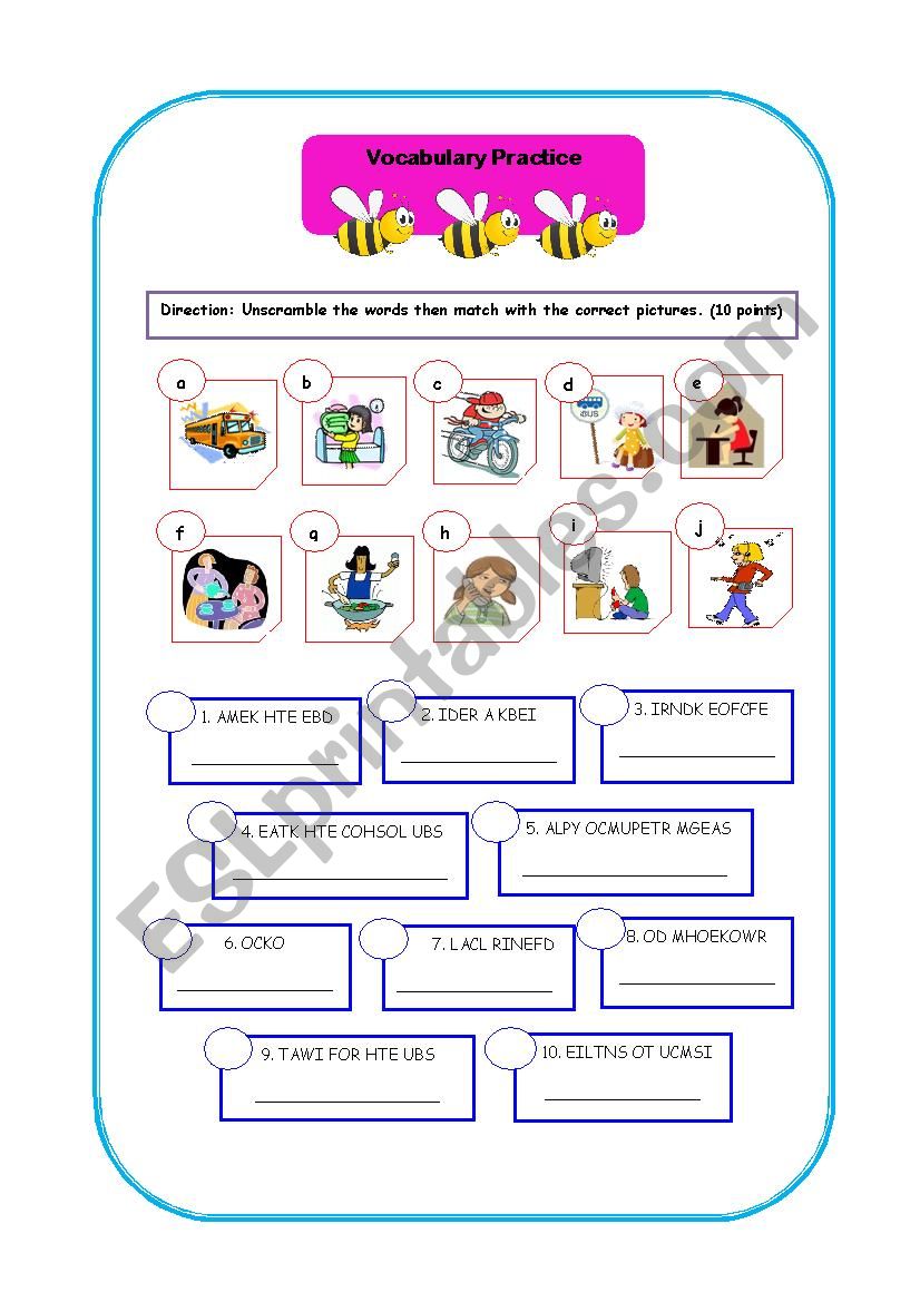 routines worksheet