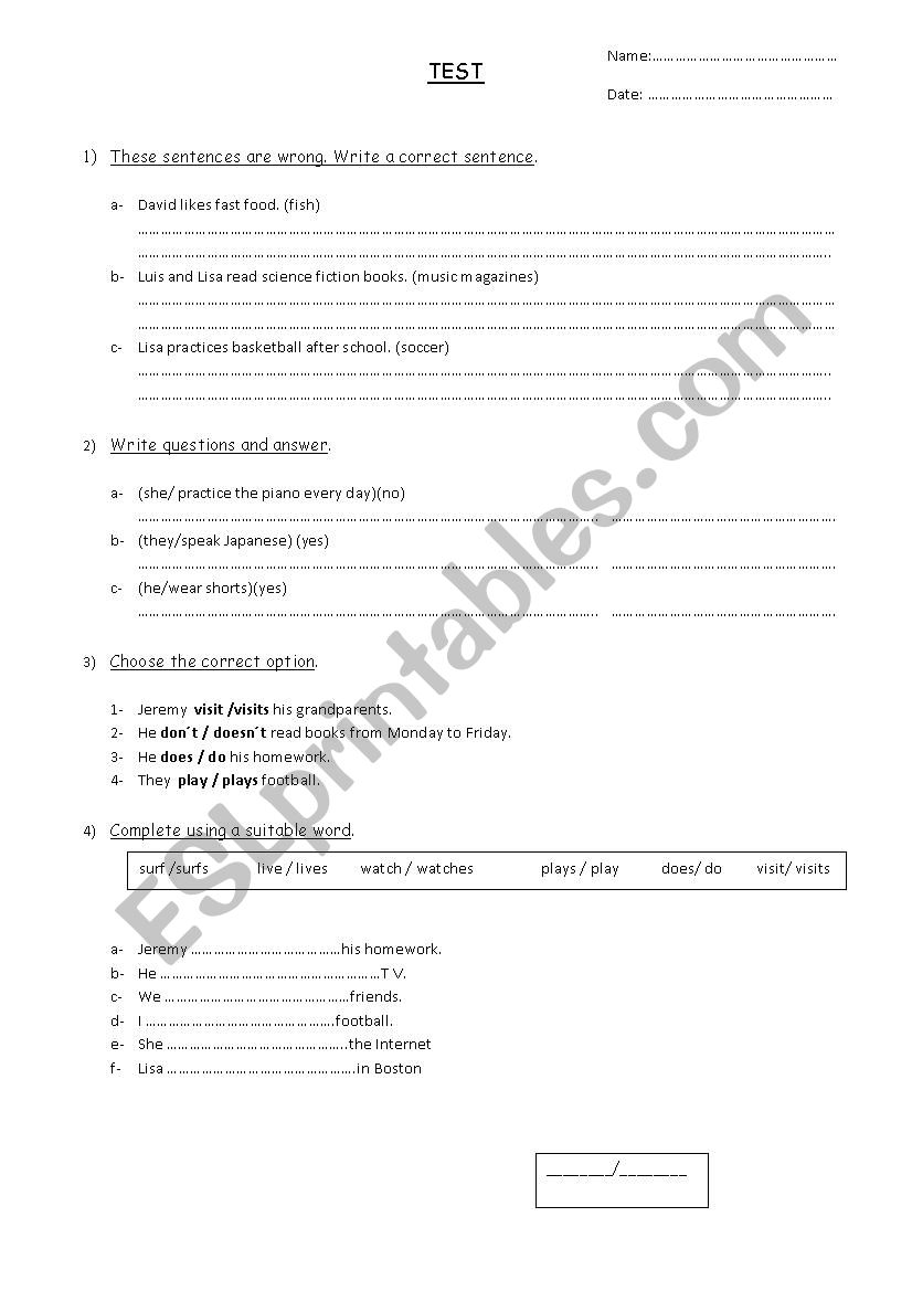 Present Simple worksheet