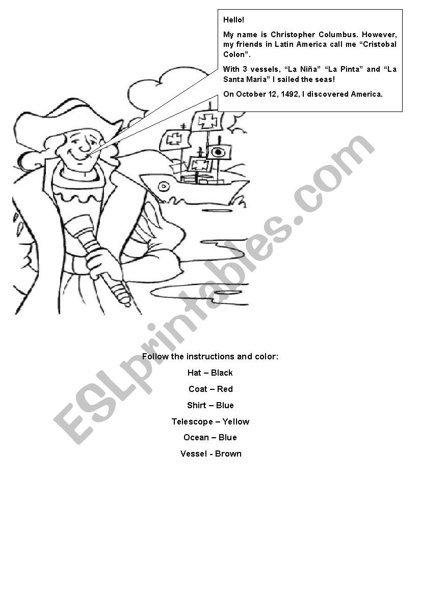 Columbus day worksheet