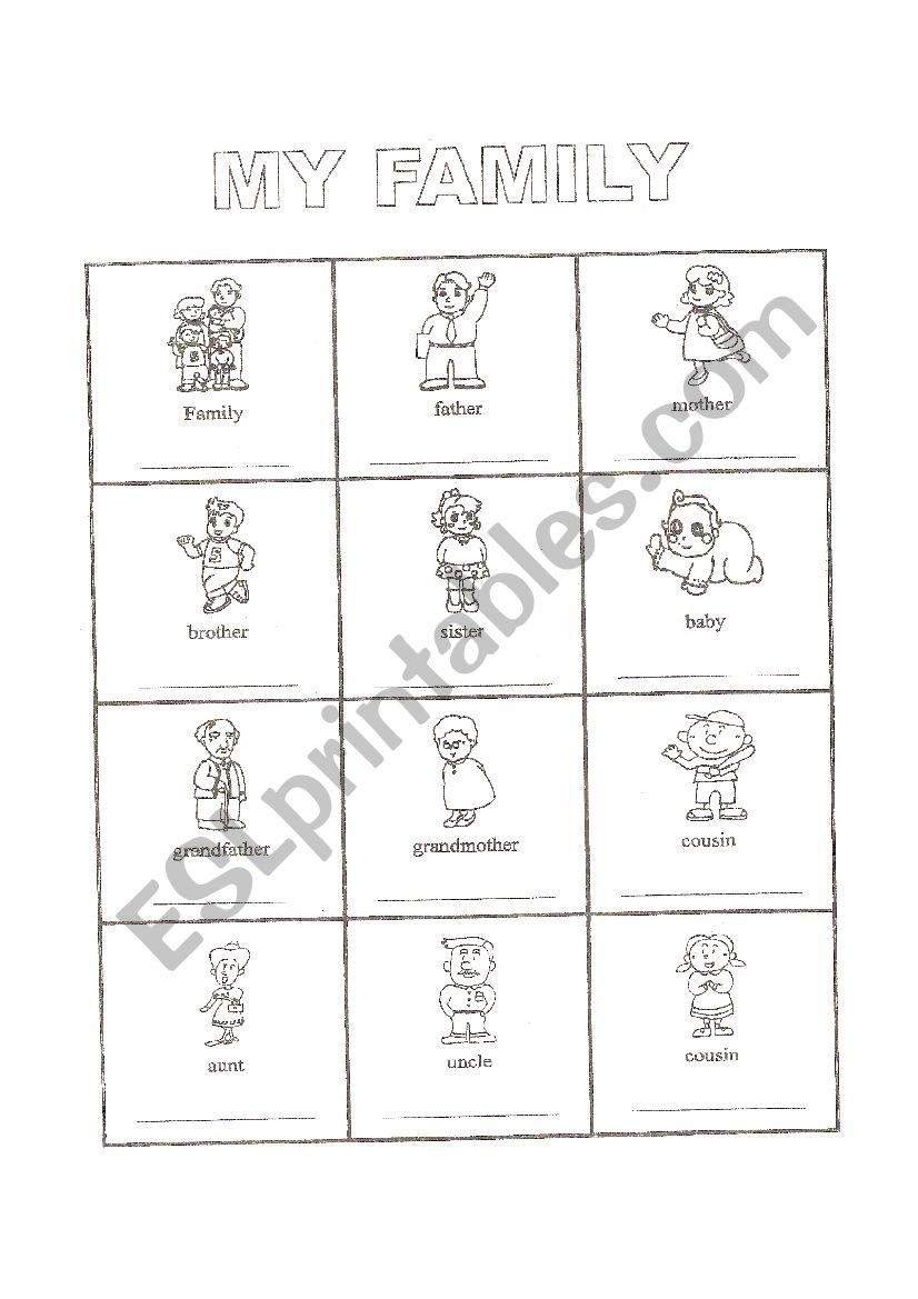 picture dictionary: family worksheet